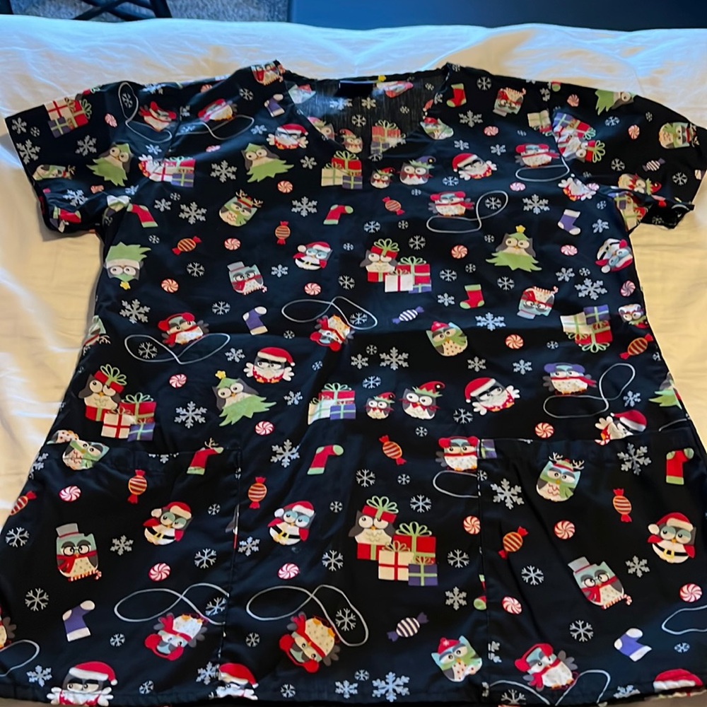 Holiday scrub top